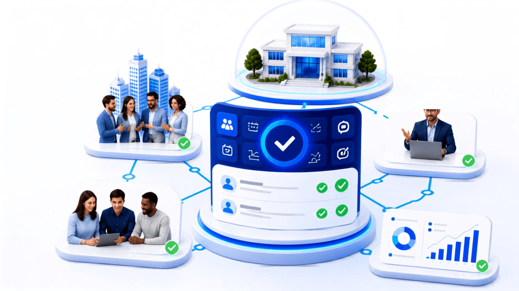 Organization program hub connecting ventures or participants, experts, delivery, and Program Intelligence